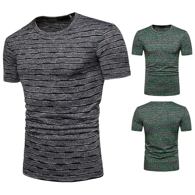 New men's nano striped short sleeve plus size T-shirt Q05