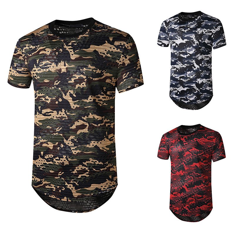 New men's plus size smiley hole short-sleeved hipster hip-hop T-shirt H25