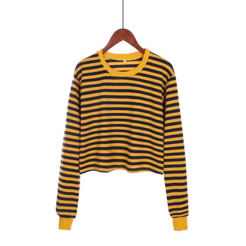 Explosive hot sale striped contrast color short sweater T-shirt